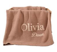 REQTYUI Couverture en tricot épais et doux de 40x30 pouces - Personalizzabile à la main, sans nom Geschenk für Kleinkinder (Kamel)