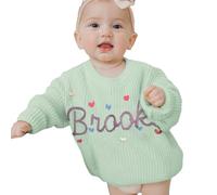 REQTYUI Maglione Personalizzato per Bambini con Nome Ricamato - Pullover Invernale a Maniche Lunghe con monogramma, Abbigliamento Caldo per Bambini