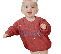 REQTYUI Maglione Personalizzato per Bambini con Nome Ricamato - Pullover Invernale a Maniche Lunghe con monogramma, Abbigliamento Caldo per Bambini