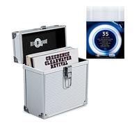 Rereo Musique Custodia in alluminio da 7" vinile Record EP Contiene fino a 35 EP Include 35 maniche esterne vinile Record (Argento)