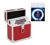 Rereo Musique Custodia in alluminio da 7" vinile Record EP Contiene fino a 35 EP Include 35 maniche esterne vinile Record (Rosso)