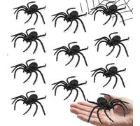 Reroon 10 PCS Halloween Spider Party Decorations Plastic Toys | Black Large Fake Spider Web Decor | Realistic Fun Toys Prank Props Scare Practical Surprise Joke Party Decor| 9.9cm x 9.4 cm