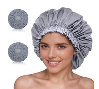 REROON 2 confezioni di cappelli da doccia grandi e impermeabili per capelli lunghi, bonnets Jumbo Shower Head Cover for Locs, Curly, Baids & Wigs, XL Size Hair Cap for Spa Home Salon Use (grigio)