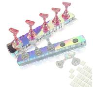 REROON 2 Set Magnetic Nail Holder for Display Painting with Reusable Adhesive Putty | Practice Manicure Tools for Fake Nails & Sand Art | Design Kits for Home DIY Salon Supplies | Aurora White + Pink