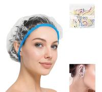 REROON 300 cuffie da doccia colorate usa e getta e coperture trasparenti per le orecchie, per neonati, uomini, bambini, donne, animali domestici, multiuso, in plastica impermeabile, per viaggi, spa