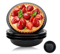 Reroon 4 Pack Mini Pie Pan Set for Baking, 13 cm Small Cake Bake Tins, Nonstick Carbon Steel Round Cake Pan, Individual Baking Dish Plates for Oven & Pot Bake Chicken Pot Quiches, Apple Pies, Cookies
