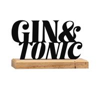Rerum & Consilium Gin & Tonic - Scritta in legno e metallo, 20 x 11 cm, decorazione da bar di alta qualità, decorazione Gin Tonic, scritta Gin Tonic
