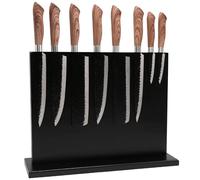 Resafy Portacoltelli magnetico 40,6 x 30,5 cm, nero doppio lato, in legno di acacia, supporto magnetico universale con forti magneti migliorati striscia posate grande organizer senza coltelli