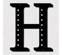 Resama Lettera decorativa da parete in metallo nero, 28 cm, visiva 3D, grande alfabeto decorativo da appendere per soggiorno, camera da letto, ufficio, casa, feste (H)