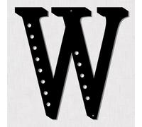 Resama Lettera decorativa da parete in metallo nero, 28 cm, visiva 3D, grande alfabeto decorativo da appendere per soggiorno, camera da letto, ufficio, casa, feste (W)