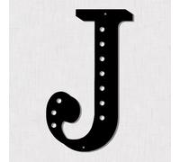 Resama Lettera decorativa da parete in metallo nero, 28 cm, visiva 3D, grande alfabeto decorativo da appendere per soggiorno, camera da letto, ufficio, casa, feste (J)