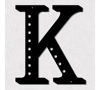 Resama Lettera decorativa da parete in metallo nero, 28 cm, visiva 3D, grande cartello dell'alfabeto per soggiorno, camera da letto, ufficio, casa, feste (K)