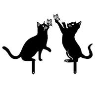 Resama Pali decorativi da giardino in metallo a forma di gatto, confezione da 2 statue decorative da giardino per esterni, regali unici per gli amanti dei gatti, ornamenti da prato resistenti alle