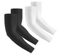 Rescoto 2 paia di manicotti a compressione per braccia, protezione UV, protezione solare per uomini, donne, giovani, copertura per tatuaggi, UPF 50, 2 paia: 1 paio nero e 1 paio bianco, 2 Coppie