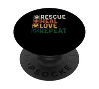 Rescue Heal Love Repeat | Amante degli animali domestici | Cuccioli di cani PopSockets PopGrip Adesivo