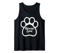 Rescue Love Elegante Script Inside Bright Paw Outline Graphic Canotta