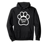 Rescue Love Elegante Script Inside Bright Paw Outline Graphic Felpa con Cappuccio