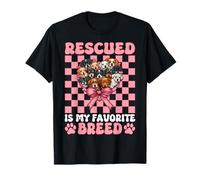 Rescued Is My Favorite Razza Cane Salvataggio Adozione Ragazza Mamma Maglietta