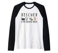 Rescued is My Favorite Razza Cute Cats Save Preventivo Maglia con Maniche Raglan