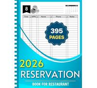Reservation Book for Restaurant: One Page Per Day Planner From 1 January 2026 to 31 December 2026