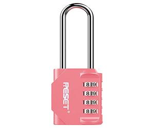 RESET-060 Lucchetto a combinazione, gancio lungo 6.1 cm - Lucchetto a combinazione impermeabile per armadietto, recinzione, cassetta degli attrezzi -Rosa