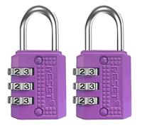 RESET-071 Set di 2 mini lucchetti combinati a 3 cifre, piccoli e versatili per bagagli, cassette degli attrezzi e zaini - Viola