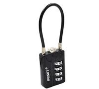 RESET-200 (1 Pack) Lucchetto a Combinazione a 4 Cifre con Cavo da 10 cm, Lucchetto con Cavo, Catena, Corda, Ideale per Armadietti, Valigie, Zaini, Serrature, Caschi, Diametro 3 mm, Nero