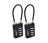 RESET-200 (2 Pack) Lucchetto a Combinazione a 4 Cifre con Cavo da 12 cm, Lucchetto con Cavo, Catena, Corda, Ideale per Armadietti, Valigie, Zaini, Serrature, Caschi, Diametro 3 mm, Nero