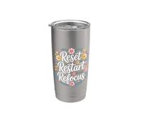 Reset Restart Refocus Growth Productivity Mindset - Bicchiere termico in acciaio inox doppia parete