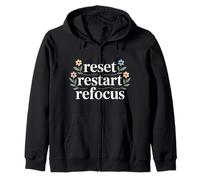 Reset Restart Refocus Growth Productivity Mindset - Felpa con Cappuccio