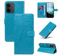 Reshias Cover Compatibile con Xiaomi Redmi 15C 4G / 5G / Poco C85 EU Versione (Non per Global Versione) con 1 Pezzo Vetro Temperato Pellicola Protettiva, Pelle PU e Flip Custodia (Blu Cielo)