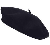 reshmena Berretto da donna in stile francese, in lana, tinta unita, classico, unisex, morbido, caldo, per attività all'aperto, vintage, per artisti, Nero , Taglia unica