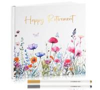 Resholder Libro degli ospiti per pensionamento 2026, con 2 pennarelli, quadrato, copertina rigida, vuota, per foto degli ospiti, regalo per pensionamento, regalo per feste, per donne, uomini