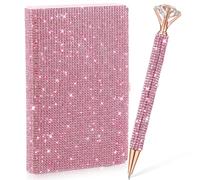 Resholder Pink A6 strass Notebook & Pen Set Bling Diary per ragazze | Diario con copertina rigida glitterata da donna, accessorio da scrivania scintillante, regalo per donne
