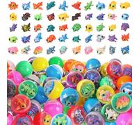 Resholder Set di 50 mini animali stampati in 3D con 50 capsule, mini figure di animali, per alleviare l'ansia, per distributori automatici di gomme da masticare, premi in classe, regali di Carnevale