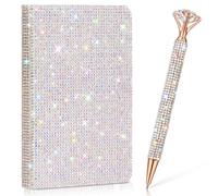 Resholder Set di penne da tasca con strass, mini penne a sfera in vetro con copertina rigida, accessori da scrivania da donna (A6, argento)