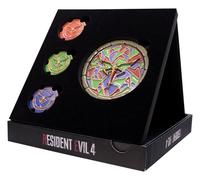 FaNaTtik Resident Evil - Set di 4 medaglioni di puzzle della chiesa, edizione limitata da collezione (replica dell'emblema di Las Plagas, 4 medaglioni con espositore), scatola con licenza ufficiale e