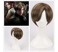 Resident Evil Leon Scott Kennedy Marrone Parrucca Parrucca Cosplay Costume Co...