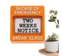Resignation Decor Sign - Humorous Two Weeks Notice Box, Novelty Break Glass Desktop Ornament Funny | Coworker Farewell Gift, Acrylic Job Quit Symbol For Office, Workplace Bookshelf