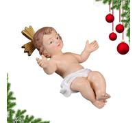 Resin Baby Jesus Figurine in Manger | Christ Nativity Scene Figurines | Christmas Sculpture for Indoor Holiday Decoration, Home, Church, Mantle, Tabletop Display, Handcrafted