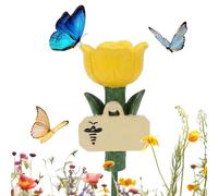 Resin Bee Watering Station, Flower Style Outdoor Drinking Cup Set, Garden Pollinator Hydration Feeder Decor, Wildlife Bee Butterfly Hummingbird Water Dish, for Backyard Courtyard Park Use