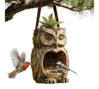 Resin Bird Feeder - 19 cm Resin, Garden Bird Feeder, Owl Statue | Decorative Design, Sparrow Feeders, Outdoor, Backyard, Porch, Yard, Tree, Garden, Patio, Nature Lovers For Feeding Birds