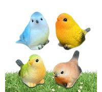 Resin Birds,4X Bird Outdoor Statues | Realistic Resin Sculpture, Decorative Sparrow Figurine For Home Farmhouse Porch Yard Lawn Flower Bed Fine Craftsmanship: Figurine Feature Vibrant