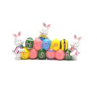 Resin Easter Bunny Rabbits Figurine Tabletop Centerpiece for Spring De