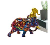 Resin Elephant Statue Home Decor Display Ornament | Elephants Figurines For Tabletop Living Room Office Entrance Nursery Stores Mother's Day Housewarming | Decorative Ornament Of For And With