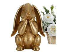 Resin Gold Bunny - Easter Thinking Bunny Statue Decoration | Resin Construction Golden Rabbit Tabletop Ornament,for Home Indoor Tabletop Mantel Dining Table Entryway Living Room Farmhouse Office Party