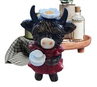 Resin Highland Cow Statue, Animal Desk Figurine, Decorative Tabletop Ornament With Handcrafted Detailing, Rustic Cow Sculpture With Charming Farmhouse Style, for Home Room Kitchen Bathroom