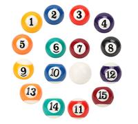 Resin resistente agli urti Mini 2,5 cm di sfera da biliardo per gameplay liscio accessorio da tavolo da biliardo 16 pezzi in diversi colori