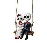 Resin Swing Skeleton Figurine, Halloween Skeleton Coppia Decorazione, decorazione stagionale Uffici Bib biblioteca Patio all'aperto Asavés Rami di alberi Cortile
