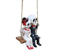 Resin Swing Skeleton Figurines, Spooky Couple Statue, Halloween Garden Sculptures, Festive Yard Decor, Haunted Tree Ornament, with Creepy Charm for Gate, Kitchen, Party, Workplace
